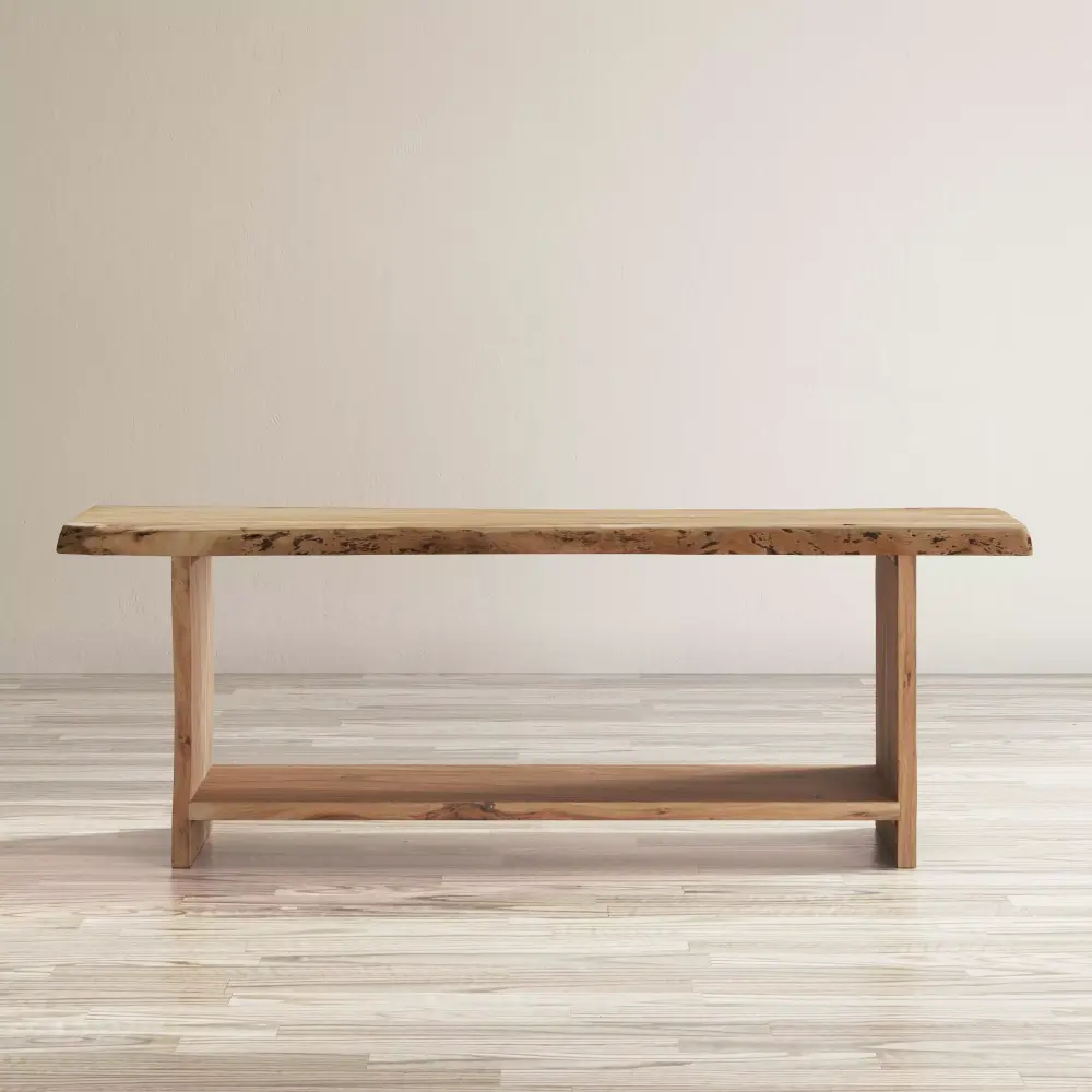 Jofran Cooper Live Edge 52 Solid Acacia Storage Bench for Entryway or Living Room