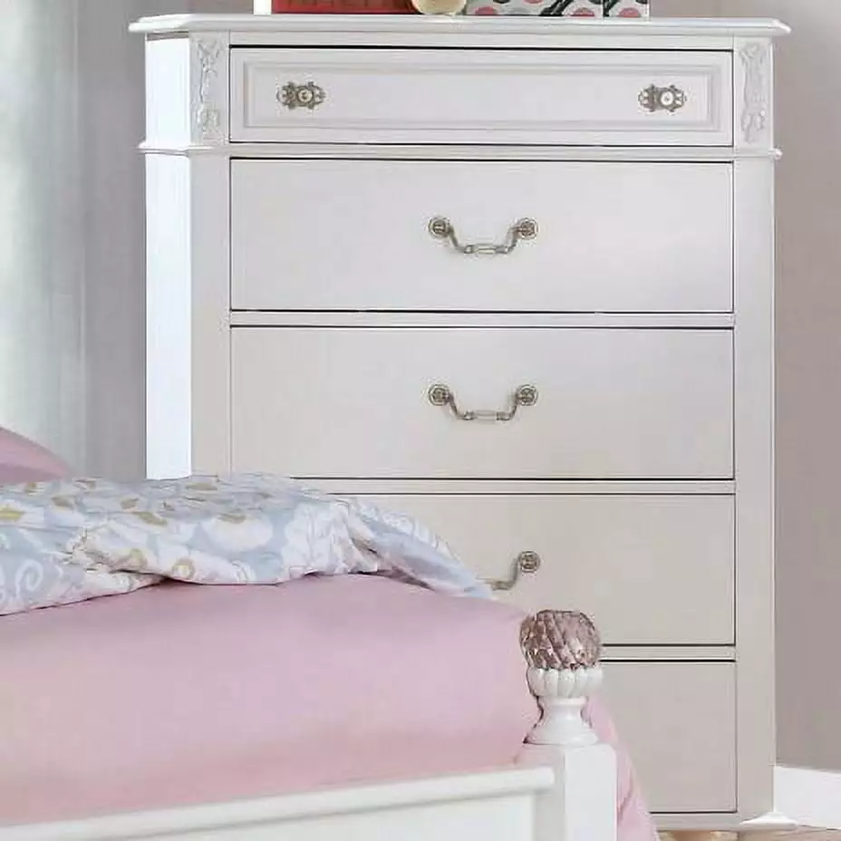 Furniture of America Kylee 5-Drawer Wood White Kids Chest - Fun and Functional