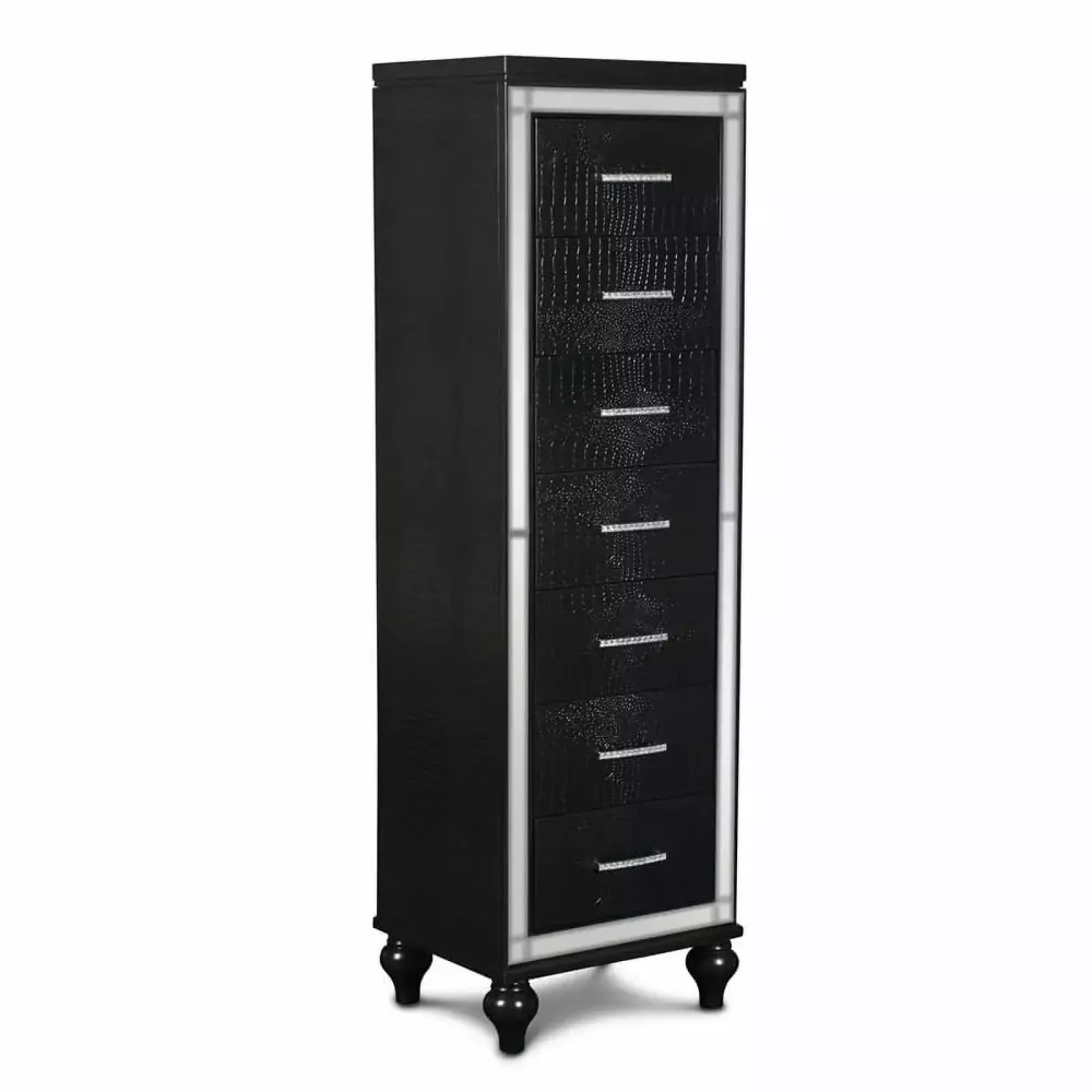 Pemberly Row Contemporary 7-Drawer Wood Lingerie Chest in Black - Elegant Clothing Storage