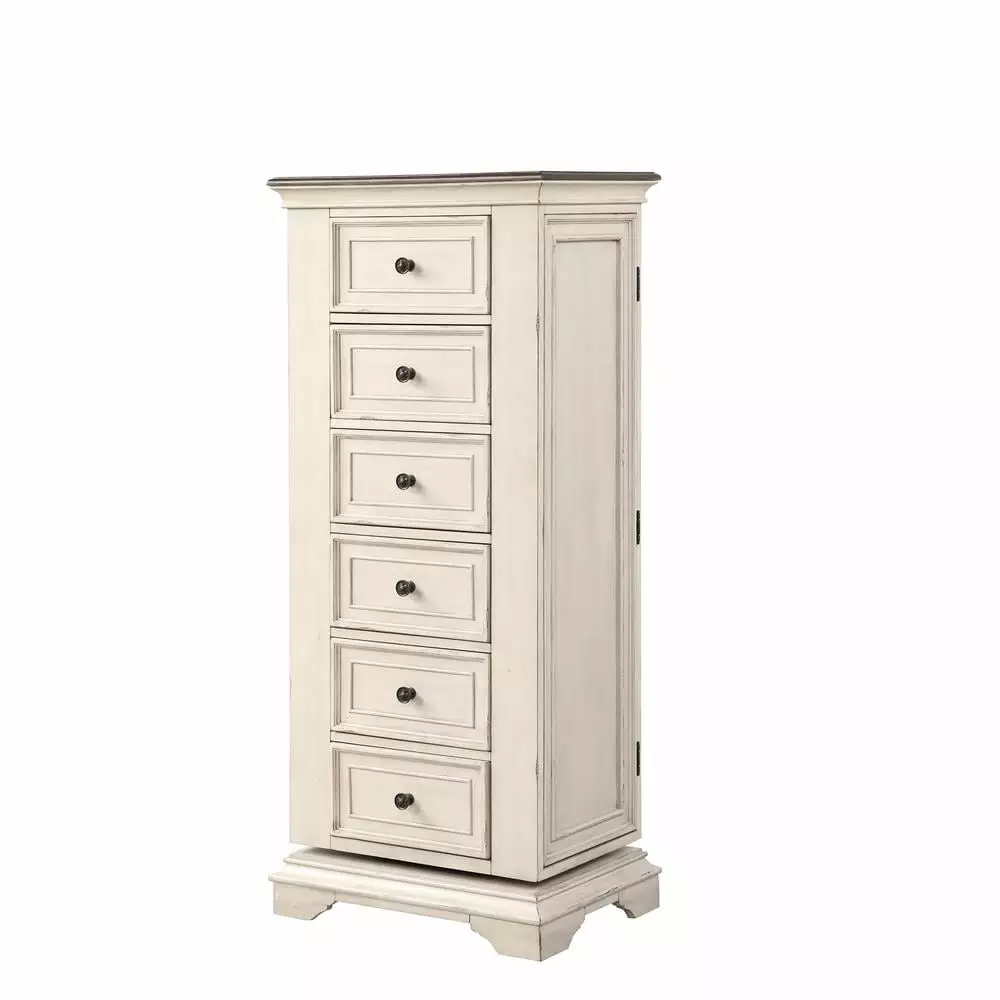 New Timeless Furniture Anastasia 6-Drawer Wood Chest with Mirror White