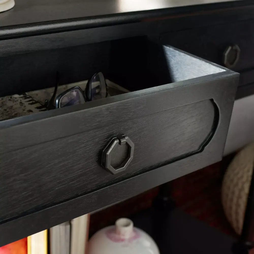 SAFAVIEH Allura French Black Wood Console Table with Drawer - 35.5 in. W x 13 in. D x 29.5 in. H