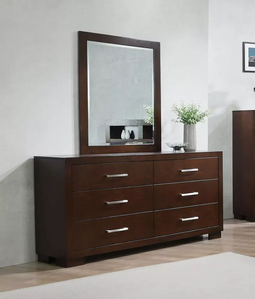 Coaster Jessica 6-Drawer Wood Dresser with Mirror Cappuccino Finish