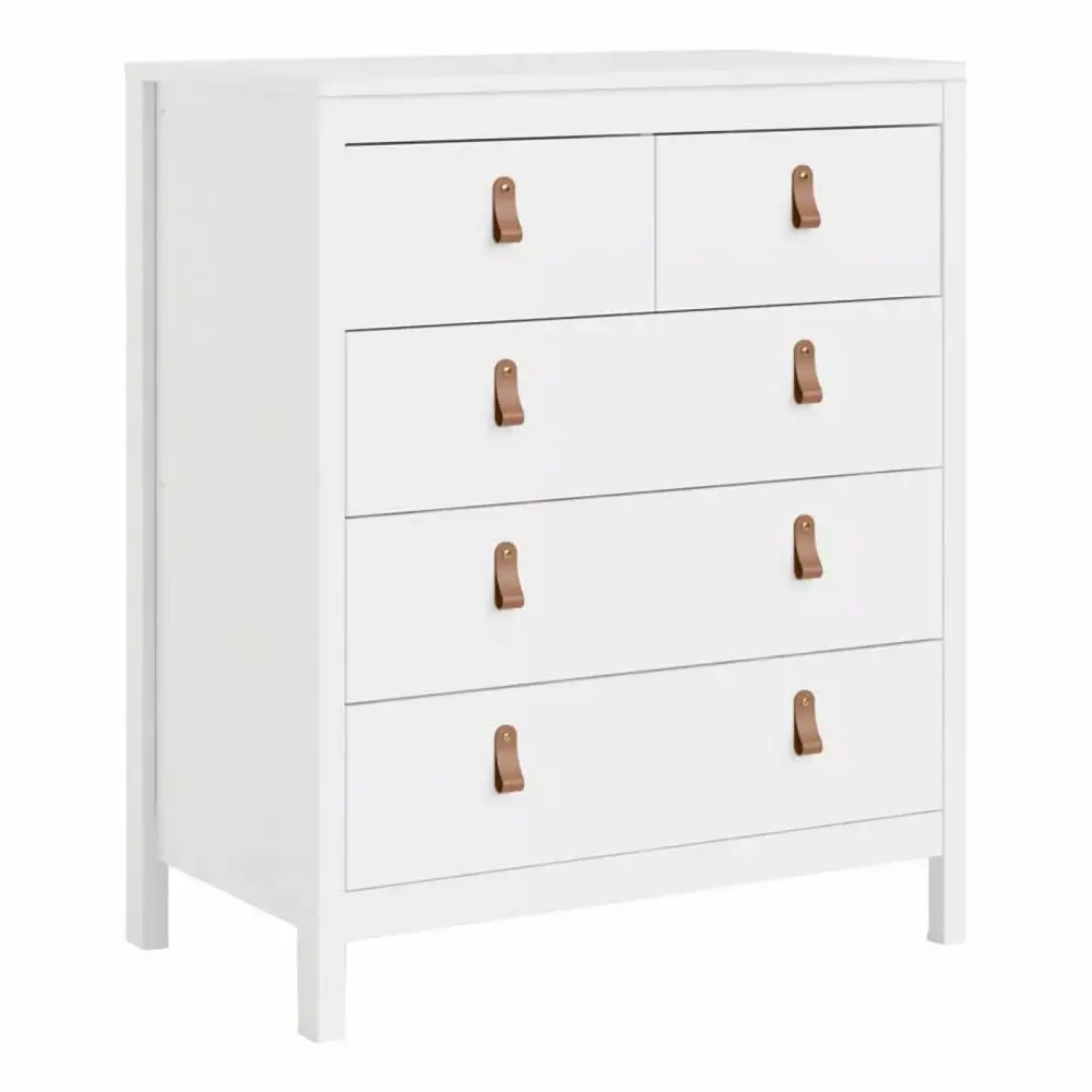 Pemberly Row Modern 5-Drawer Engineered Wood Chest with 2 Types Handles in White