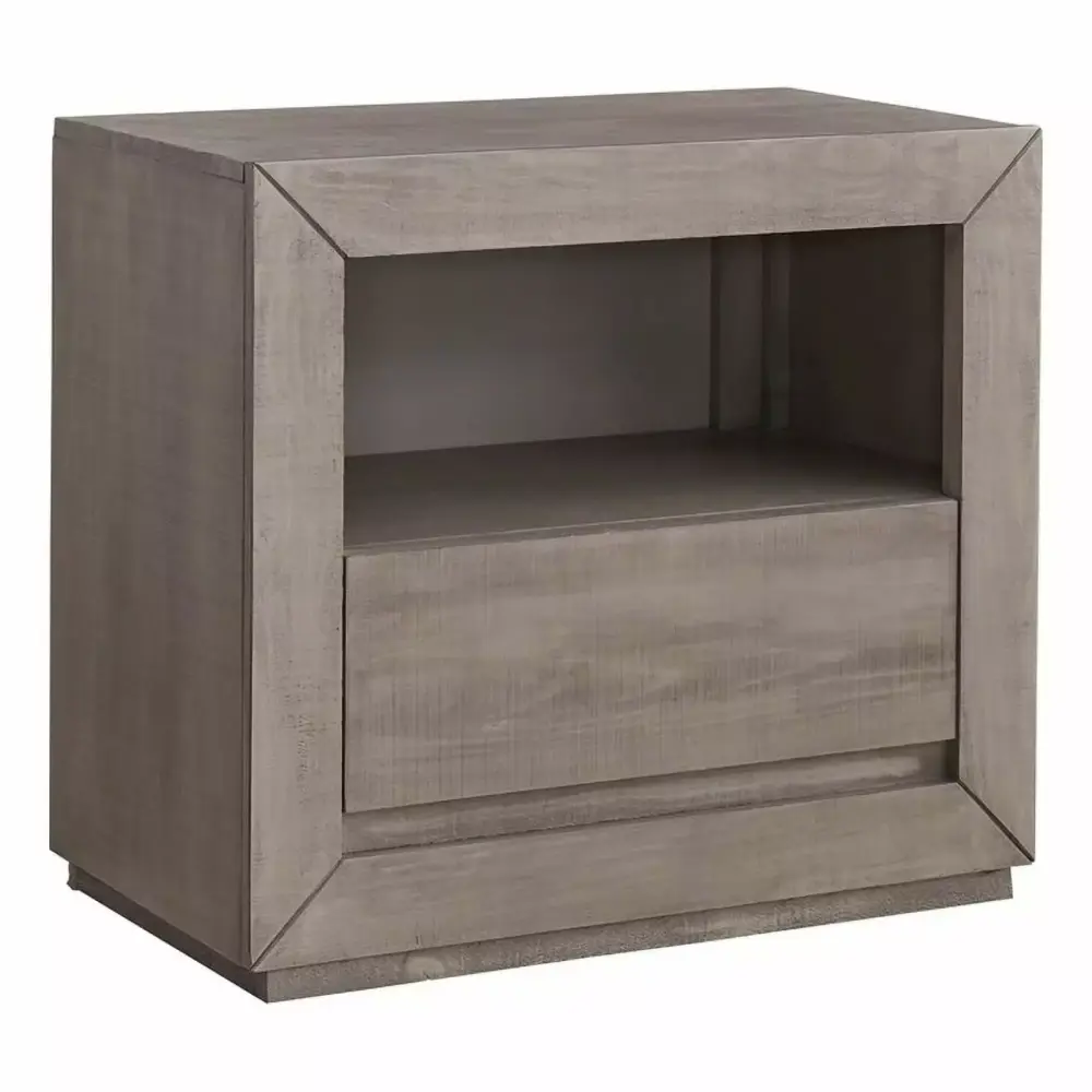 Progressive Furniture Palisades 1-Drawer Wood Nightstand in Stone Gray-Beige