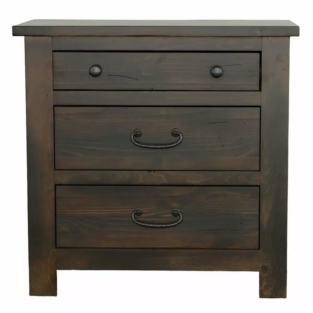 Progressive Furniture Woodbury Wood 3-Drawer Nightstand in Vintage Pine Brown