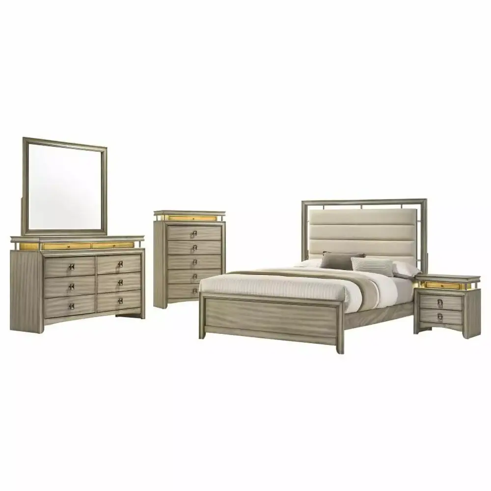 Coaster Giselle 5-piece Wood Queen Panel Bedroom Set Rustic Beige