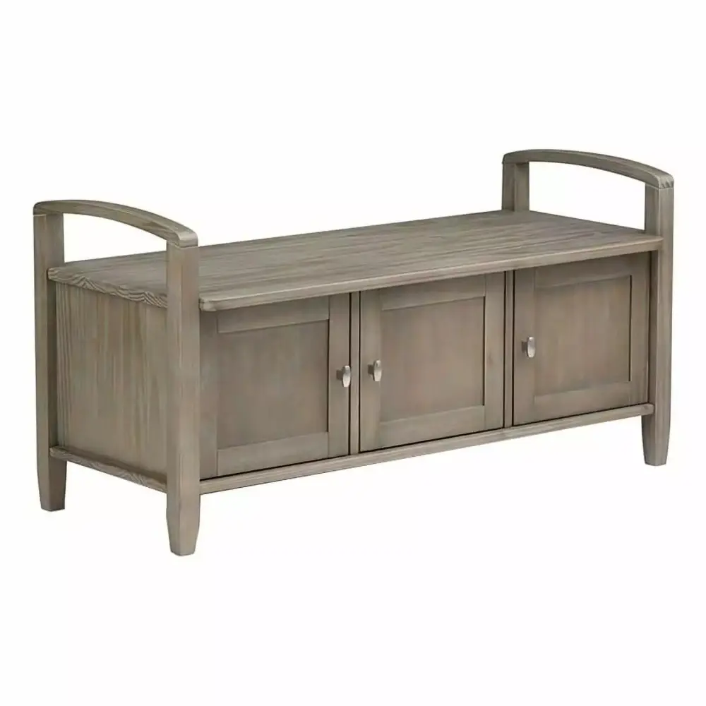 Atlin Designs Transitional Wood Entryway Storage Bench Distressed Gray