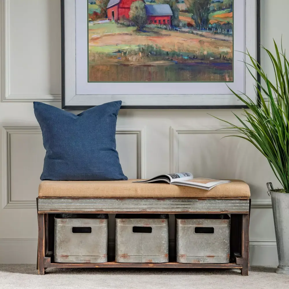 Hayworth Wood Storage Bench Brown with Ample Storage Space