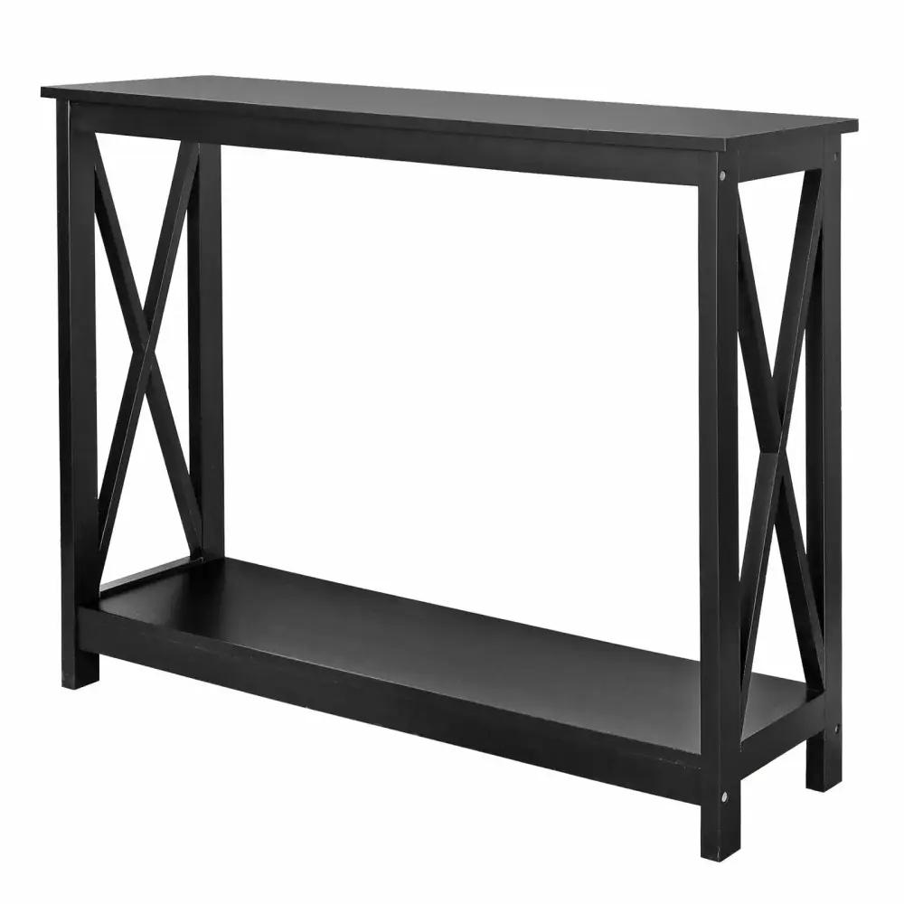 ZENSTYLE Simple Style Black Wood Console Table for Entryway and Side Display