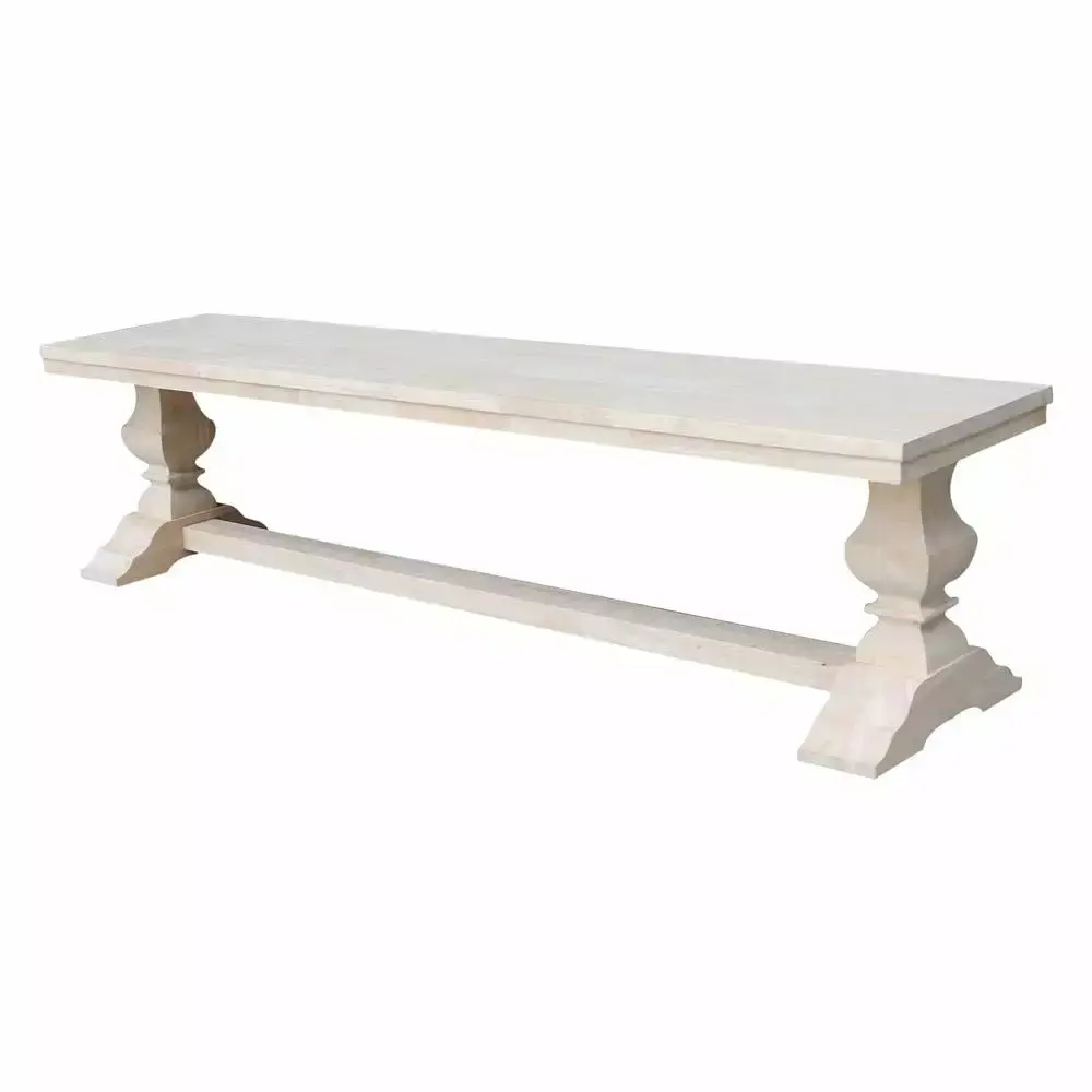 International Concepts Solid Wood Trestle Bench Unfinished - DIY Wooden Bench for Dining Room