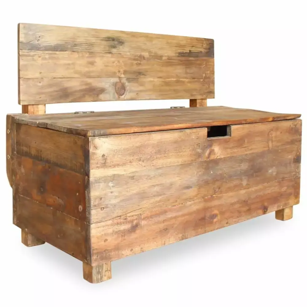 vidaXL 33.9x15.7x23.6 Inch Solid Reclaimed Wood Bench - Rustic and Durable for Indoor or Outdoor Use