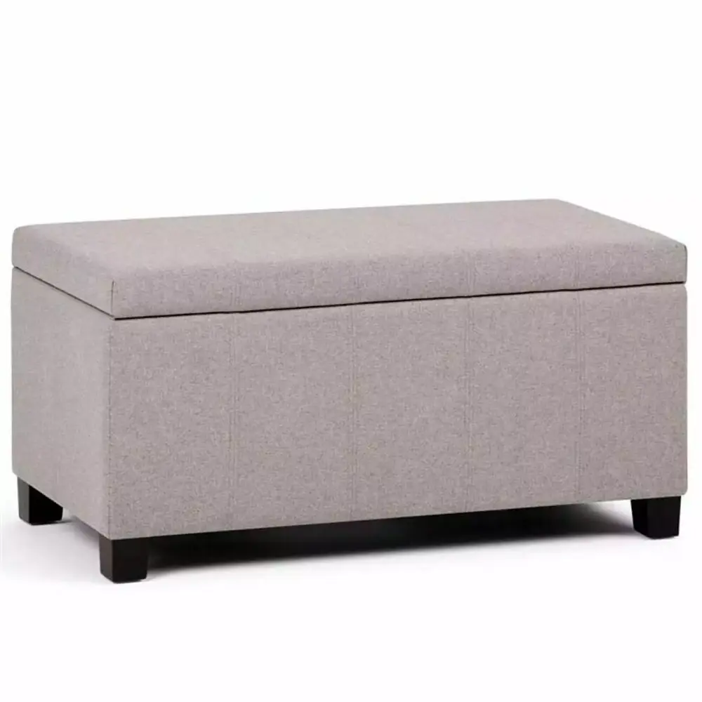 Pemberly Row Mid-Century Cloud Gray Solid Wood Storage Bench - Modern Entryway Bench