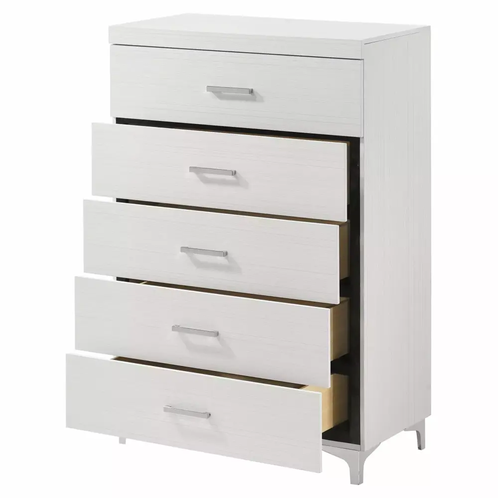 ACME Casilda 5-Drawer Wooden Chest in White Bedroom Furniture