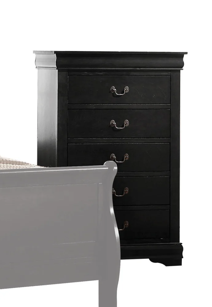 Louis Philippe Black Chest - Classic Wooden Storage Chest