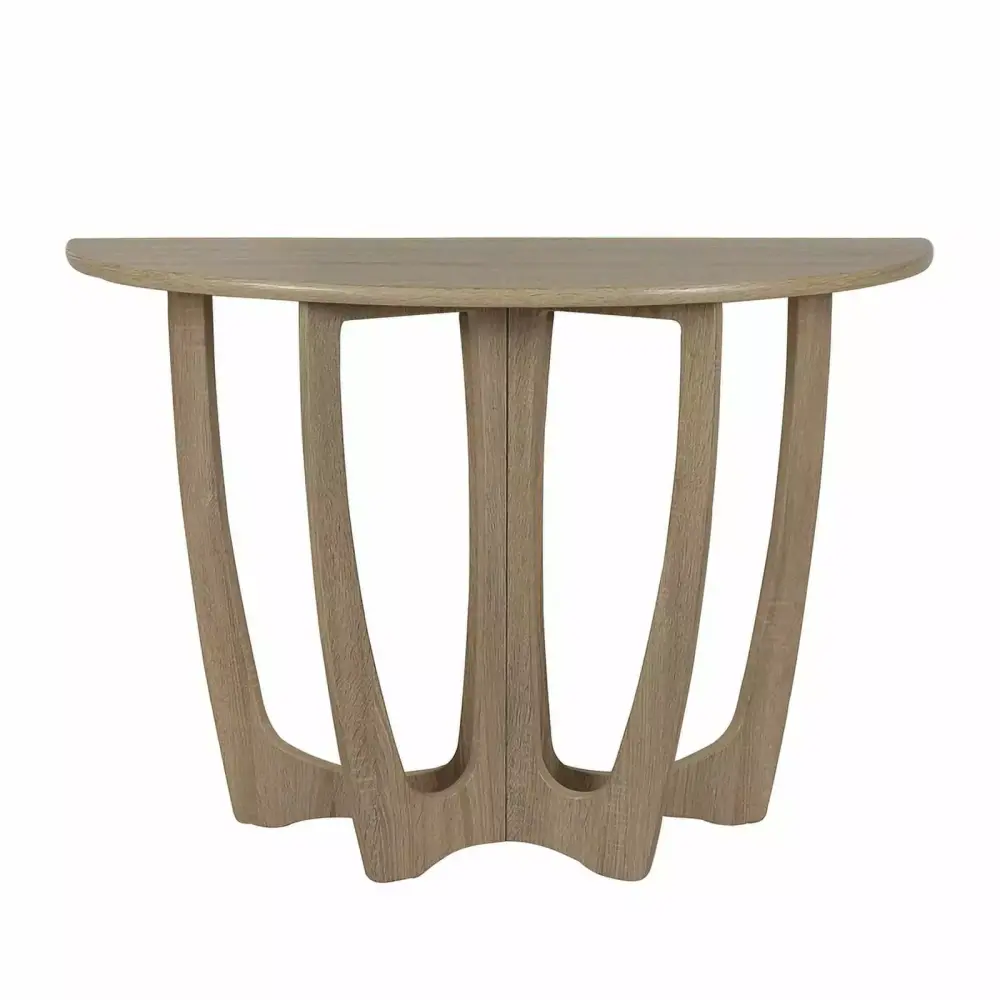 Gallerie Decor Edgewood Wood Console Table with Carved Leg in Natural Finish