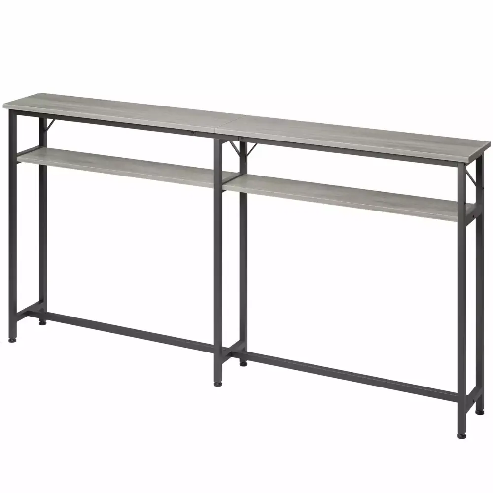 Zzistar Entryway Narrow Long Console Table Wood 2 Tier Sofa Table with Storage Shelf Indoor 70.8 Inch