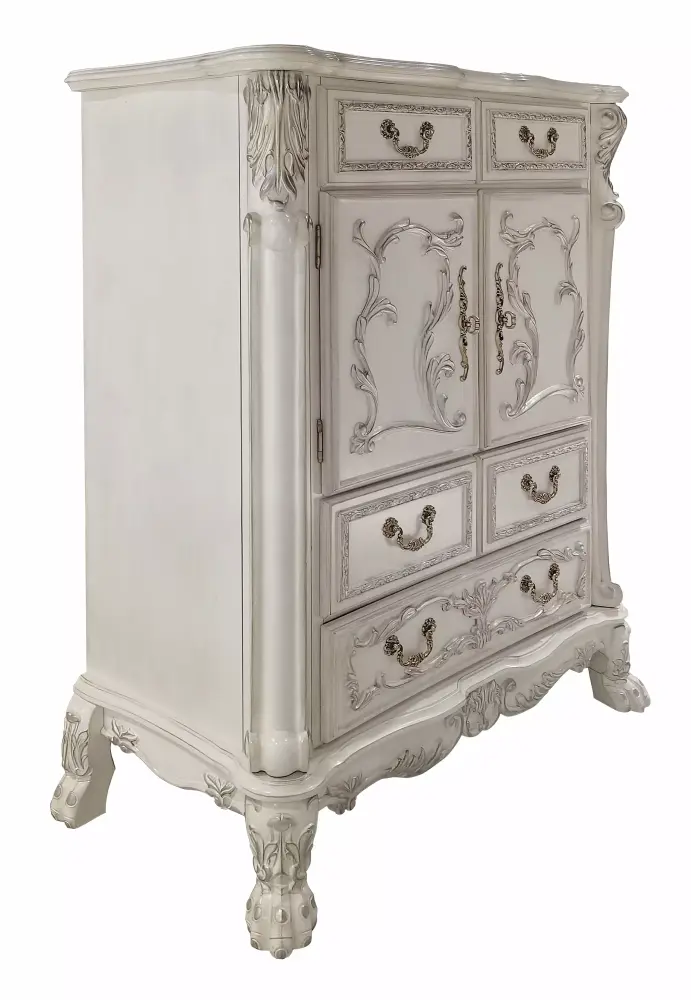 ACME Dresden 5-Drawer Wooden Chest with 2 Doors in Bone White Finish