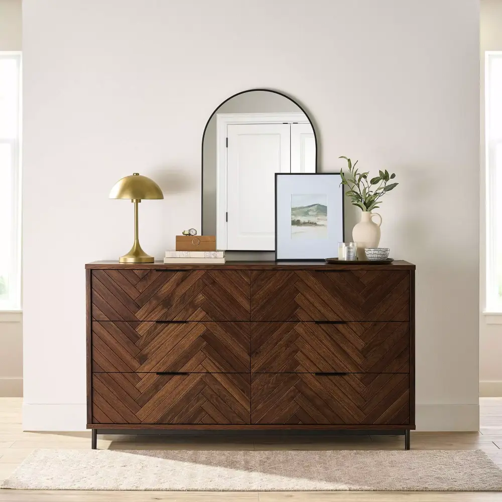 Better Homes & Gardens Wyatt Geo 6-drawer Dresser Walnut Finish
