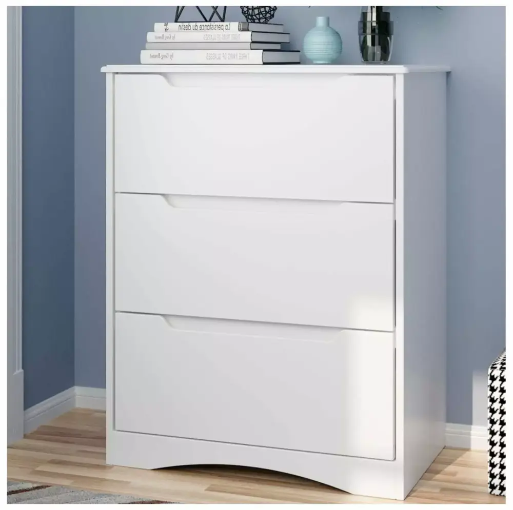 Lwory 3-Drawer Wood Chest Dresser with Storage for Closet Bedroom Living Room Hallway White
