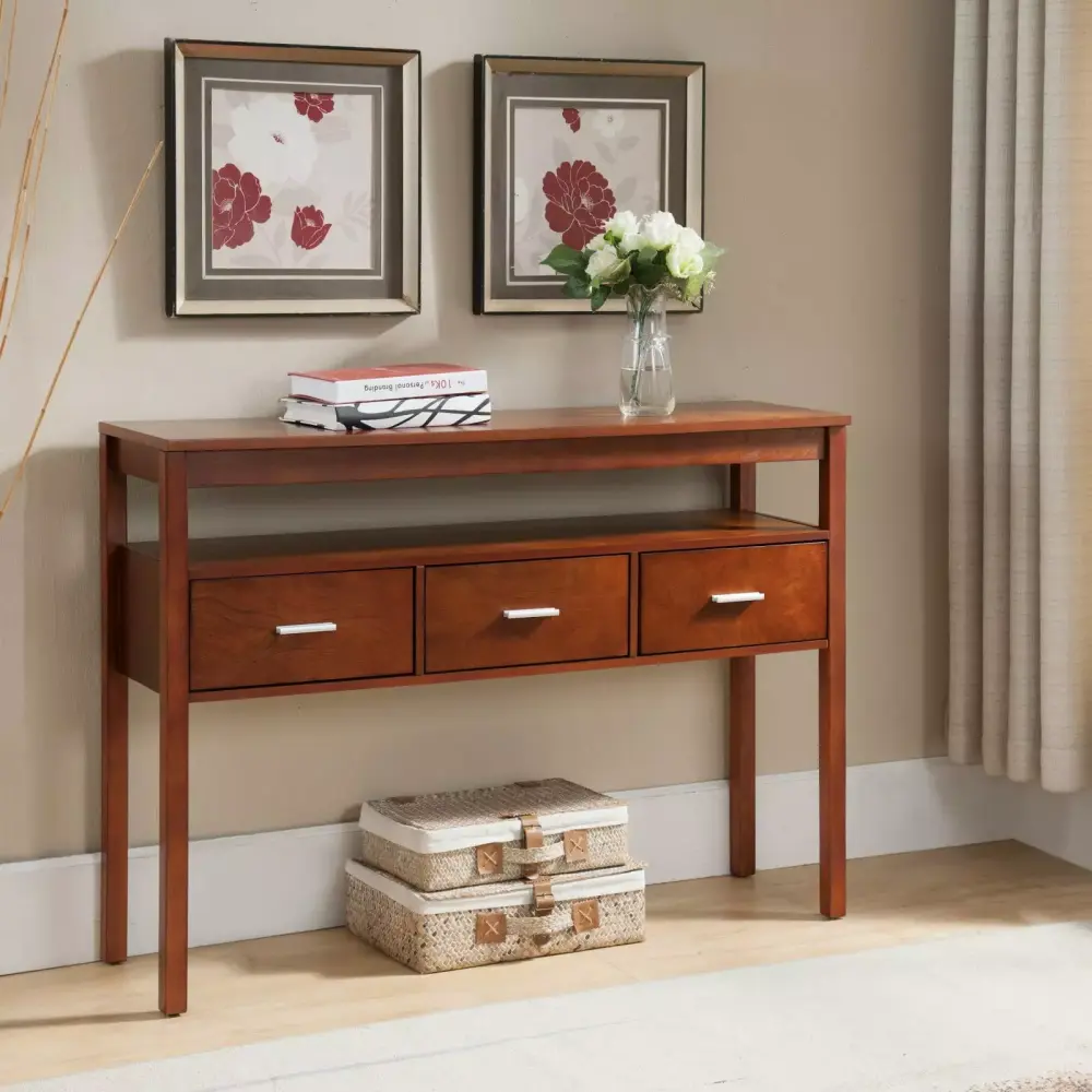 KB 30 x 42 x 12 in Wood Drawer Entryway Table - Walnut Hallway Console