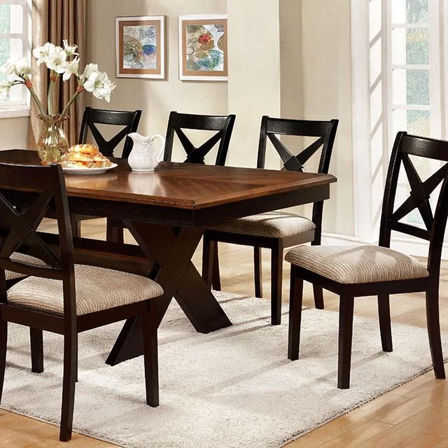 Liberta Dark Oak and Black Dining Table - Modern Farmhouse Style Table