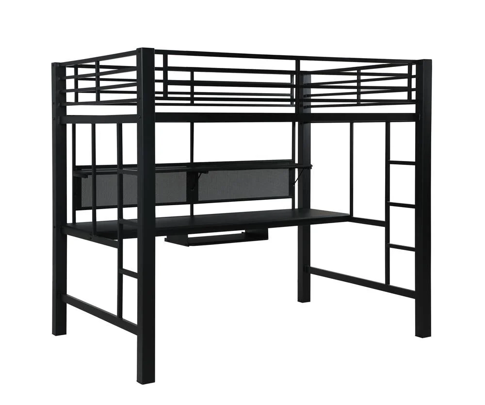 Avalon Full Workstation Loft Bed in Black Finish