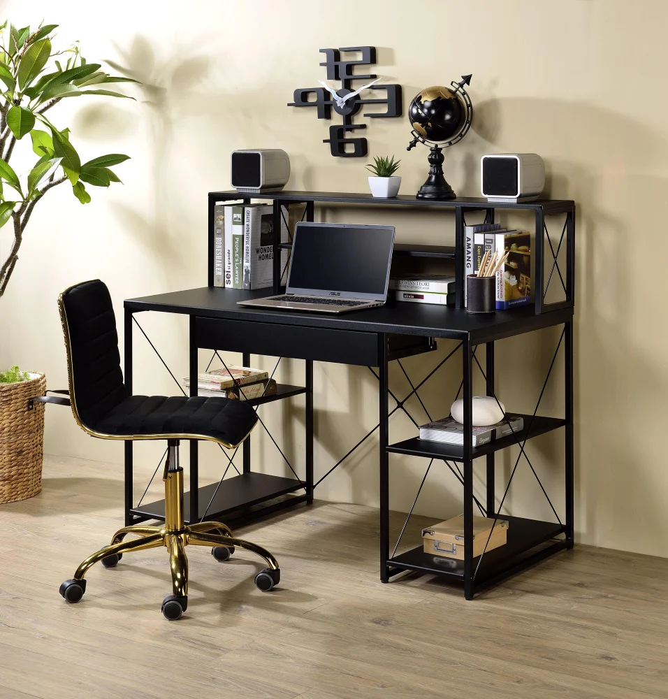 Amiel Black Desk - Modern Writing Desk for Home Office