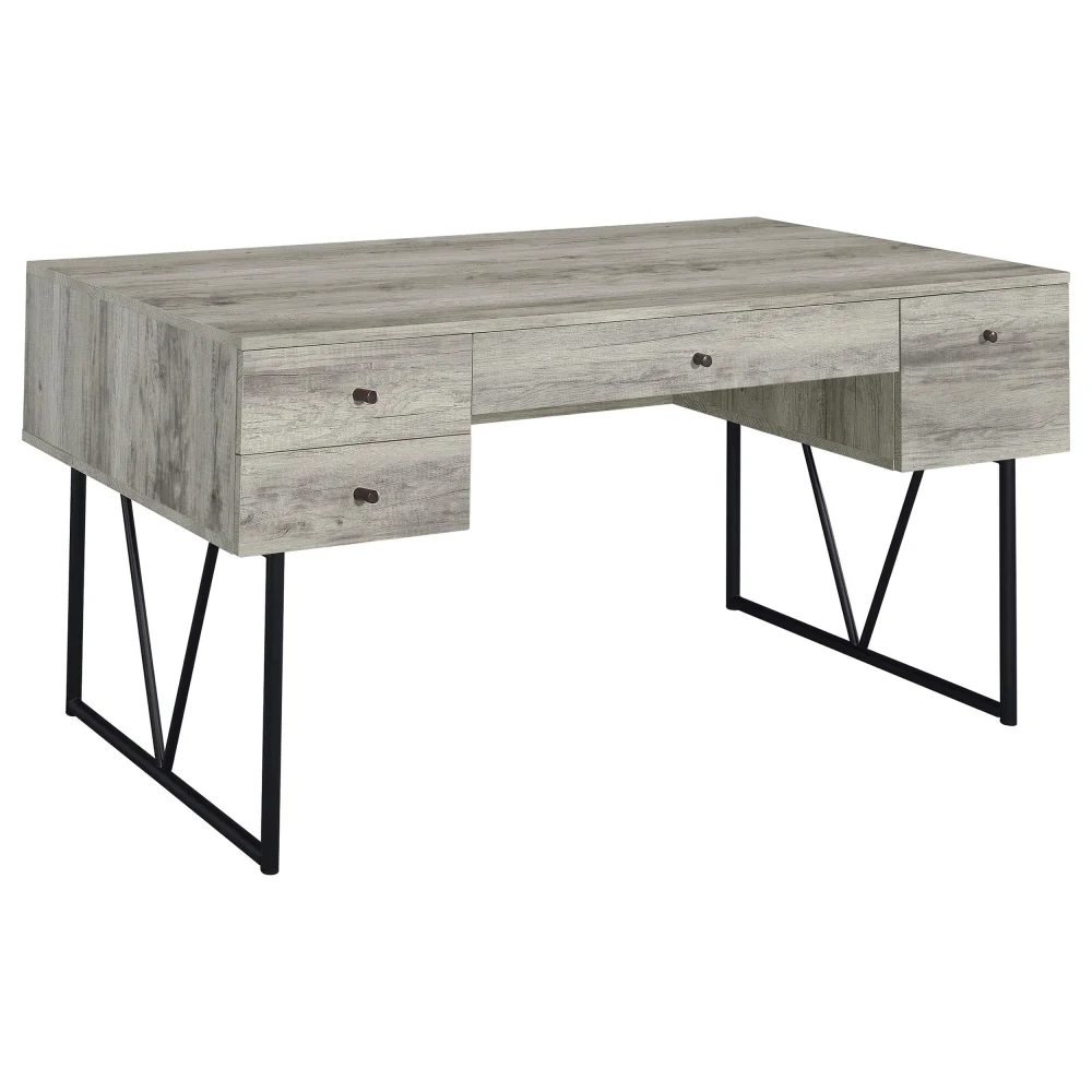 Analiese 4-Drawer Writing Desk Grey Driftwood Home Office Desk with Storage