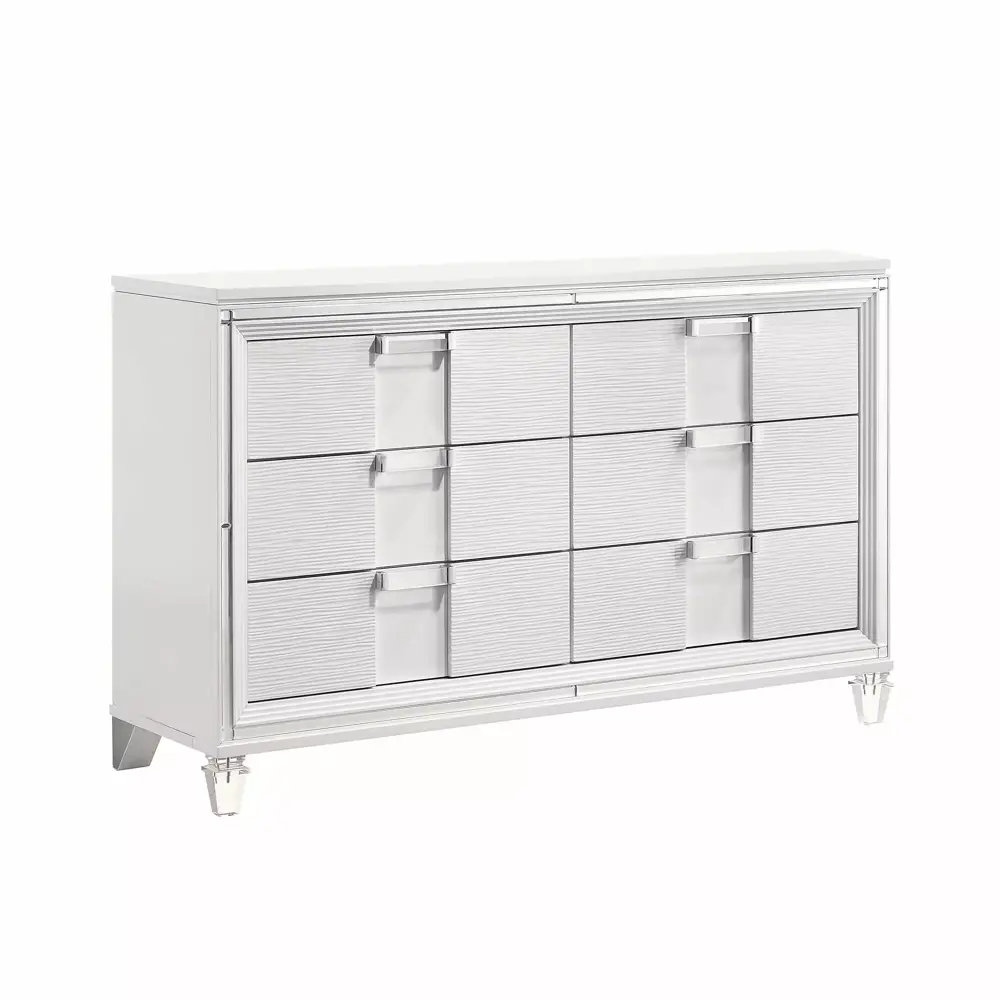 Picket Houtilize Furnishings Charlotte Youth 6-Drawer Dresser in White - Kids Bedroom Storage Furniture