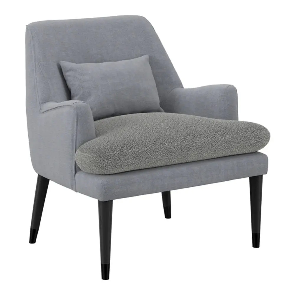Albieny Accent Chair - Cushiony Grey | Solid Wood | Removable Cushion