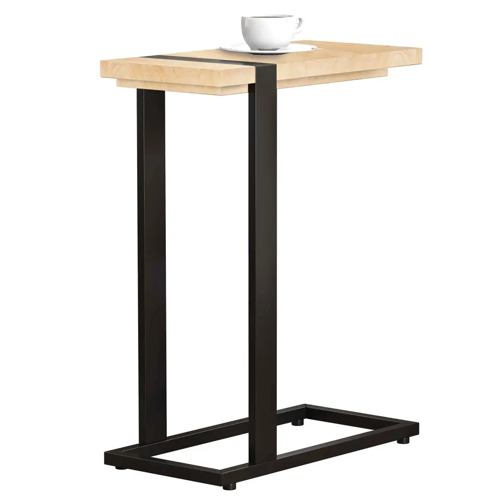 C-Shaped Accent Table Ebony Metal Frame, 19.5" x 9.5" x 25"