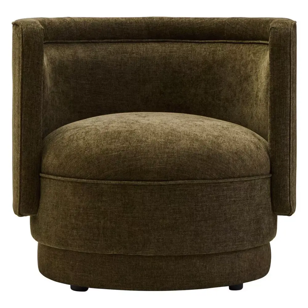 Drake Chenille Curved Chair - Forest Mint