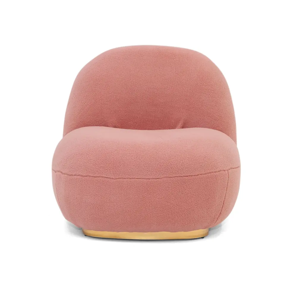 Multi-Tiered Modrest Crestone - Minimalist Pink Sherpa Accent Chair