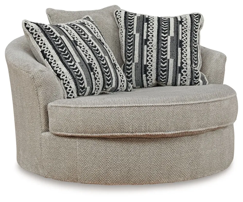 Solid Wood Calnita - Roomy Swivel Accent Chair - Sisal