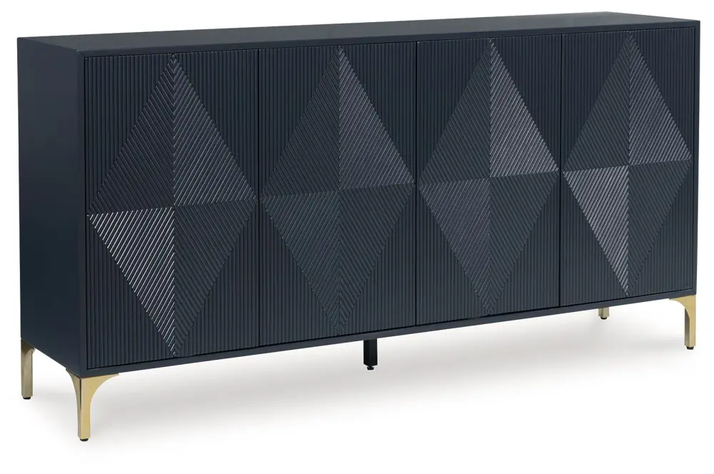 Solid Wood Loirwick - Accent Cabinet - Ebony Blue