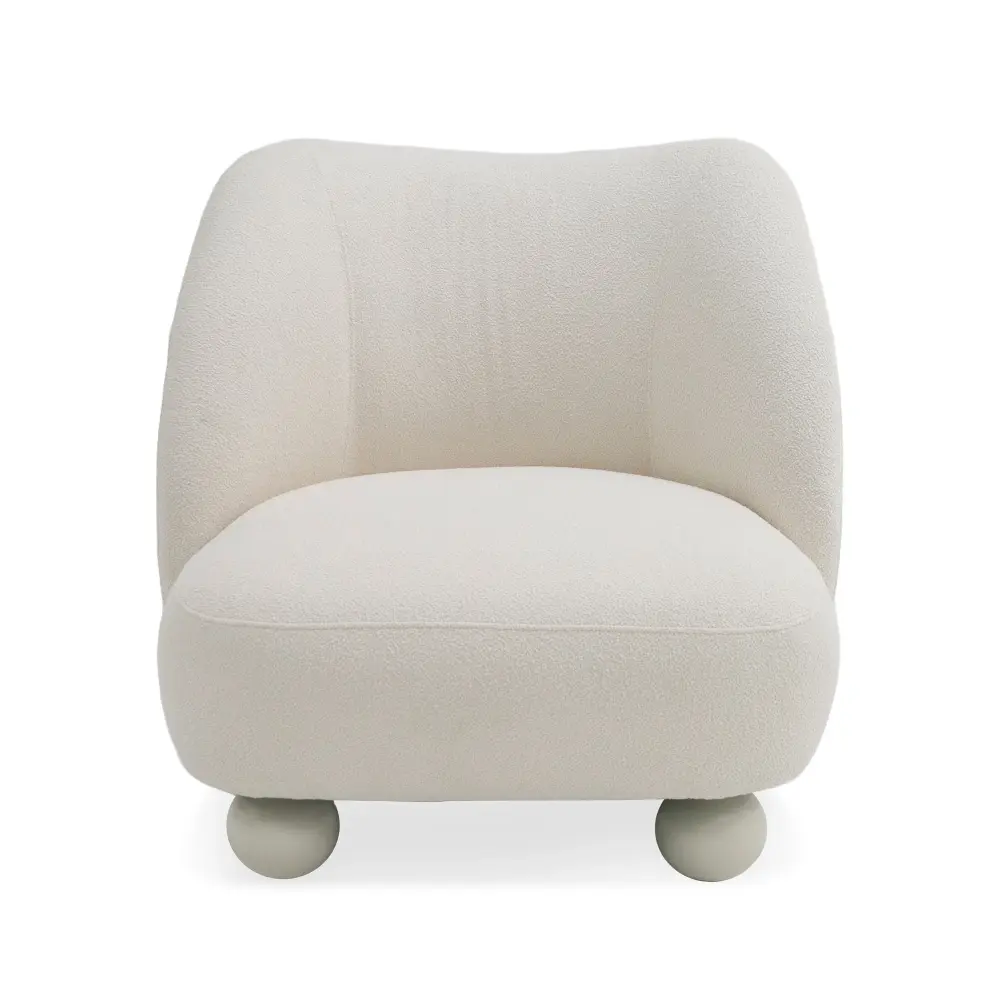 Space-Saving Corner Divani Casa Duran - Contemporary Chalk Fabric Accent Chair