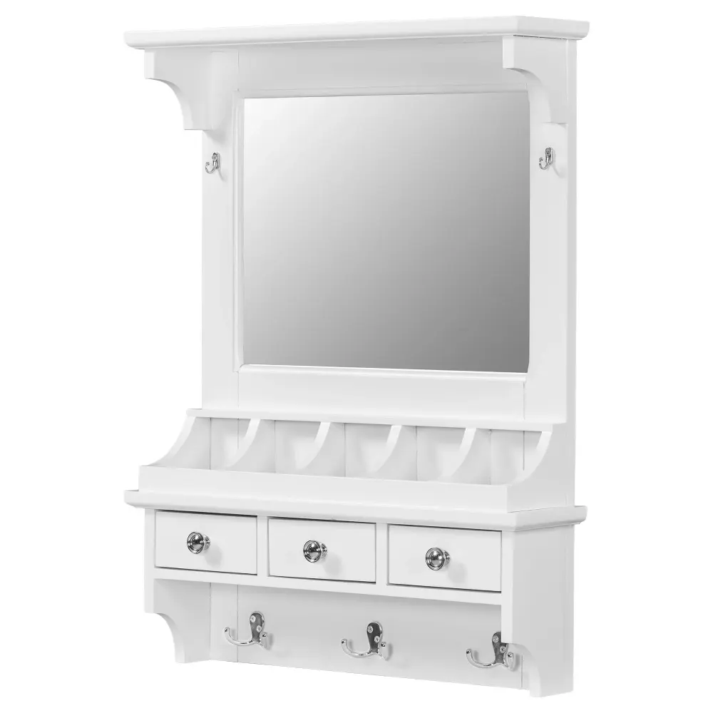 Floating Makeup Vanity Large Mirror, Wall Mounted Storage Vanity Drawers, Pockets & Hooks, Space Saving Decorative Home Or...