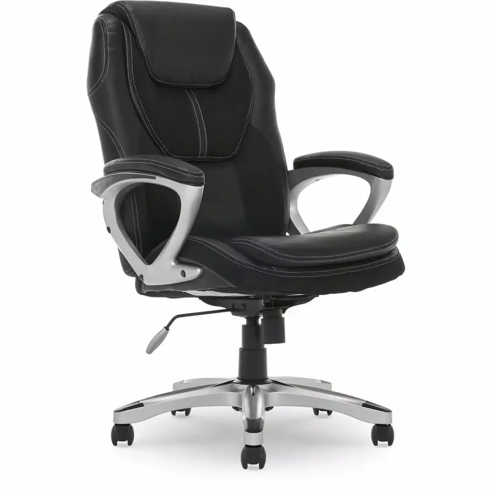 Scranton & Co Faux Leather Executive Office Chair Black Adjustable Tilt High Back