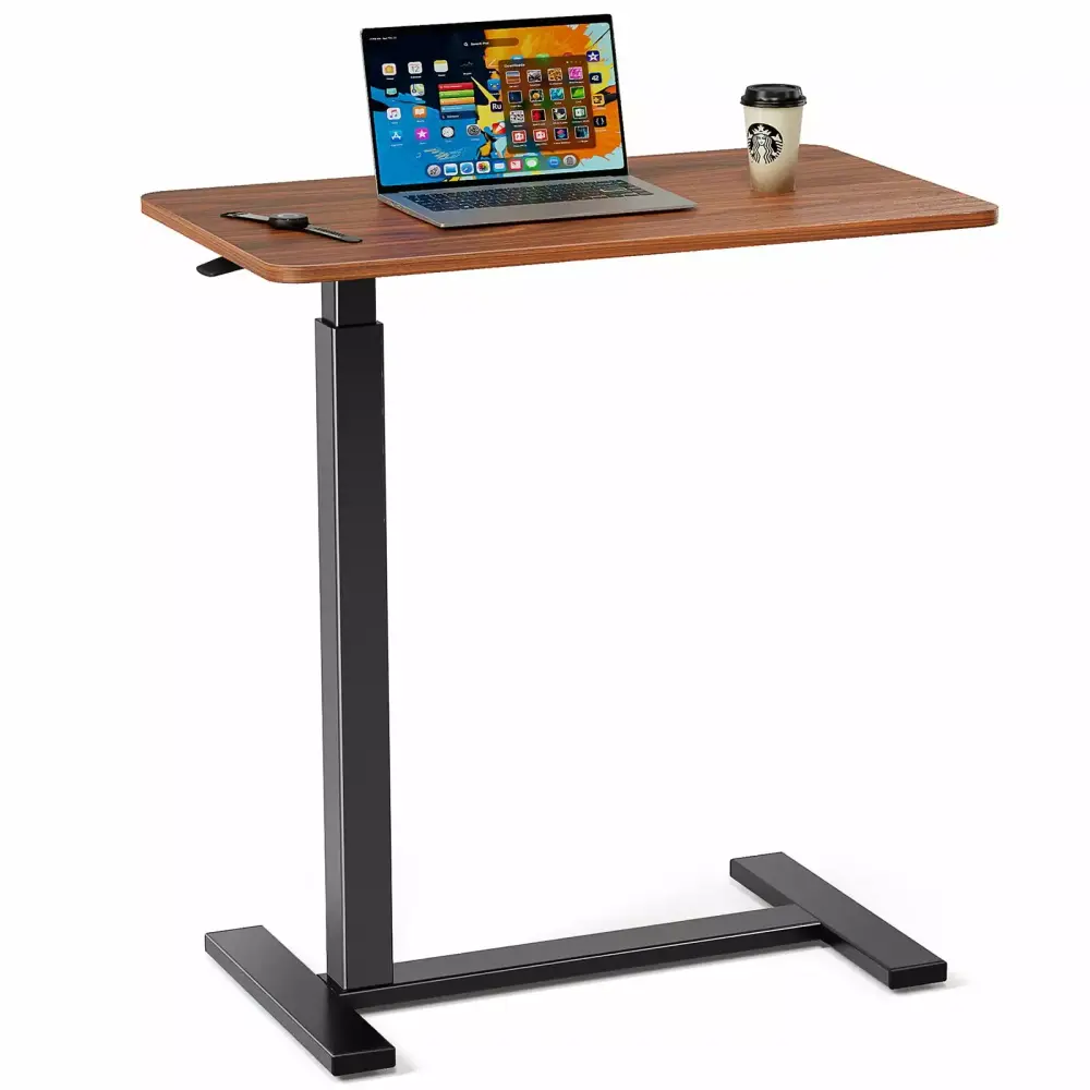 Adjustable Mobile Bed Desk Computer Desk Mobile Standing Desk Lifting Desk Brown SMHZ