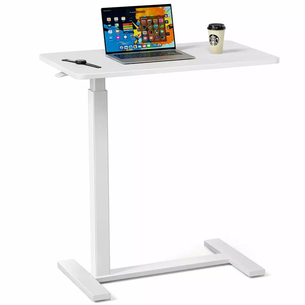 Adjustable Mobile Bed Desk Computer Desk Mobile Standing Desk Lifting Desk White SMHZ