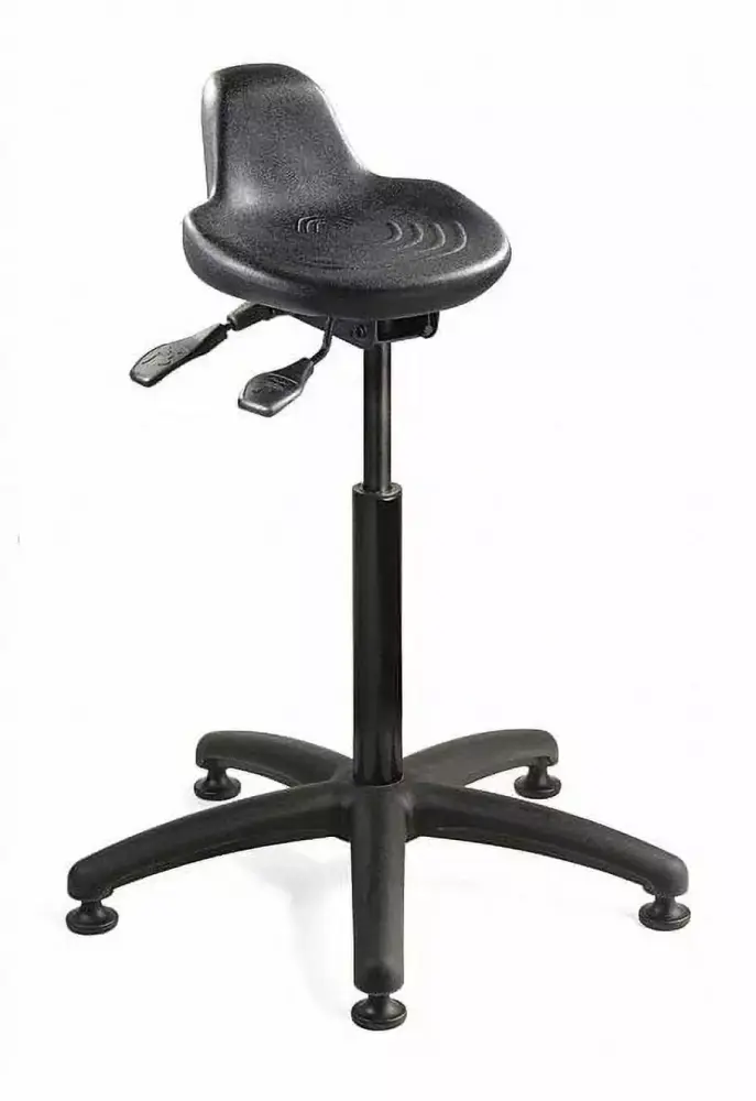 Bevco Sit Stand Stool 5-Star Black Adjustable Height 32H 3505 Ergonomic Office Stool