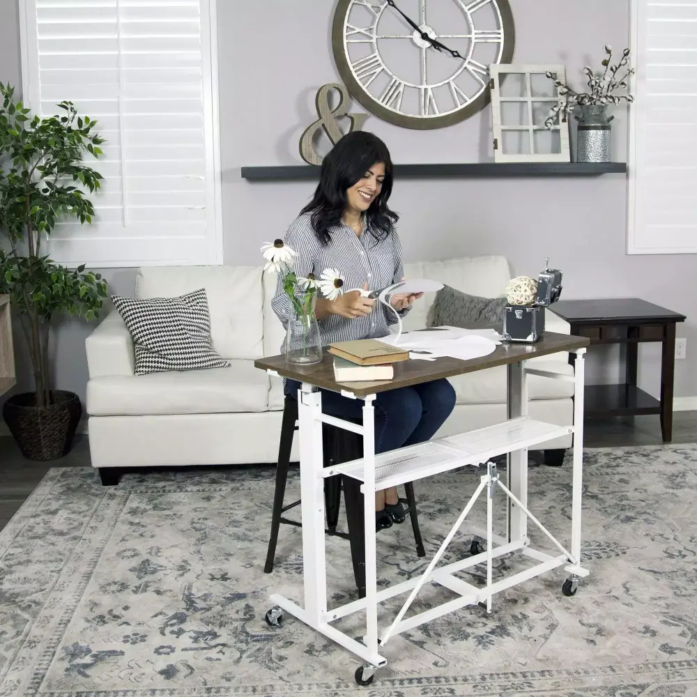 Origami Sit Stand Height Adjustable Standing Desk Slim Space Saving Home Office Workstation Origami Rack