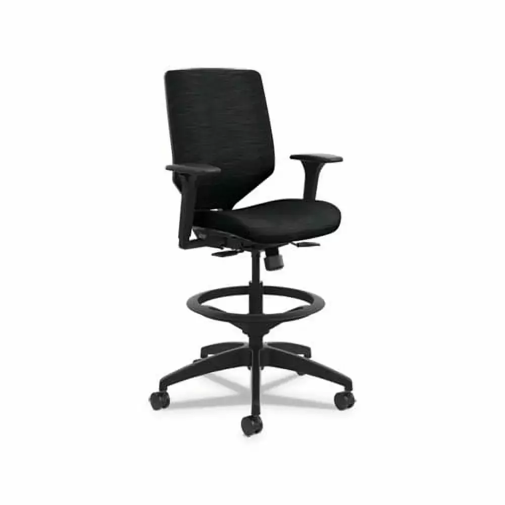 HON SVSU1ACLC10T Solve Seating ReActiv Fabric Back Task Stool Black Adjustable Stool