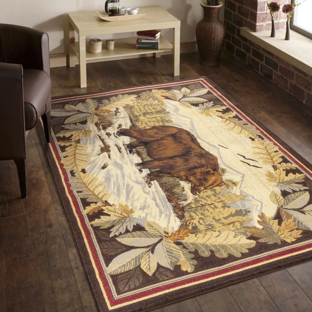 Nature's Nest - 5'3" X 7'3" Lodge Area Rug - Manifold, Brown