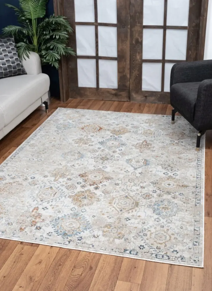 Noble - 5'3" X 7'3" Area Rug Easy-care fabric - Ivory