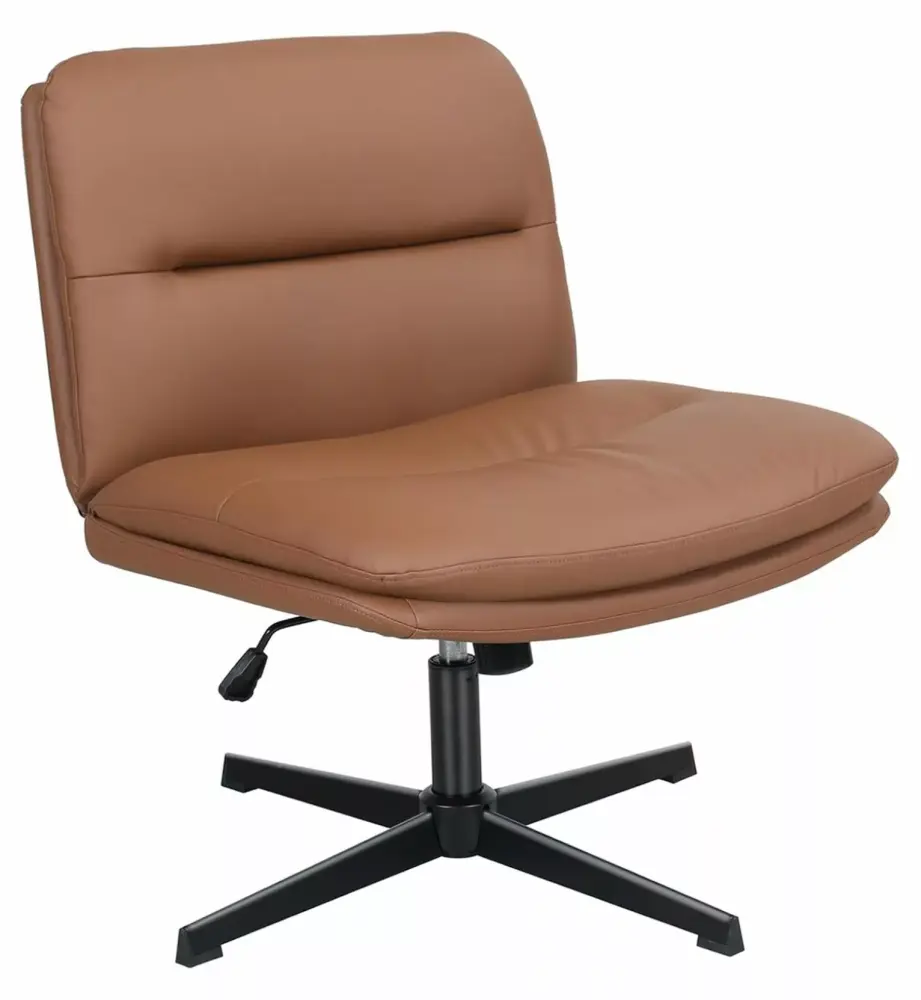 Killeryuki Criss Cross Office Chair Armless Cross Legged Desk Chair No Wheels Brown
