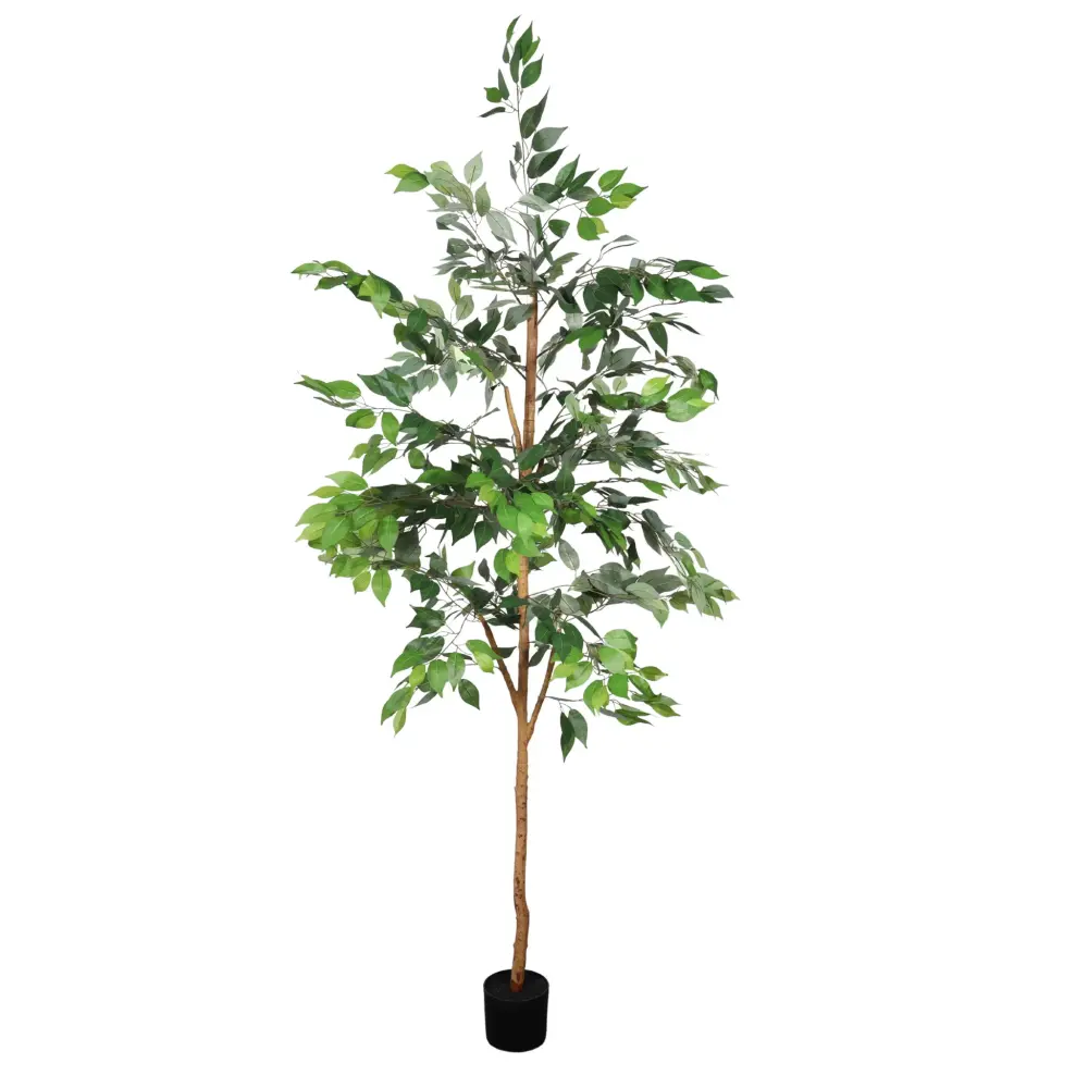 6Ft Artificial Ficus Tree Genuine Trunk Pot Indoor Home Office Decor - Green Leaves