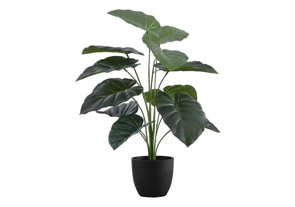 24" Elevated, Artificial Plant, Alocasia, Indoor, Faux, Fake, Table, Greenery, Potted, Real Touch, Decorative - Green / Black