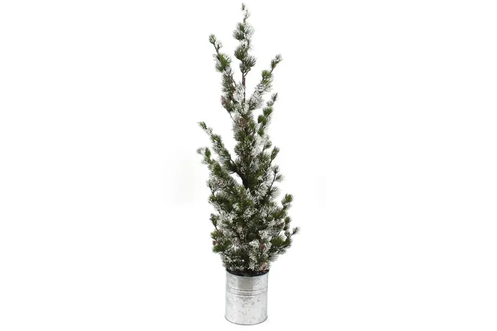 Snowy Fir Tree Alloy Pot, 39''