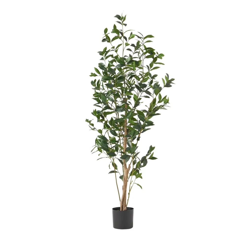 Artificial Laurel Tree Natural Wood Planter